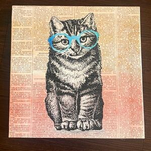 Arauco Cool Cat w/ Blue Glasses 10.25" x 10.25" Canvas Print